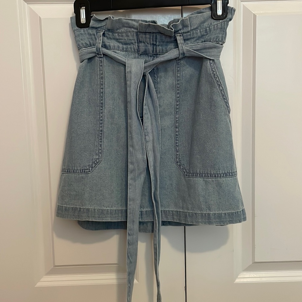Belted Denim Skirt